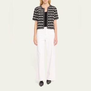 NWT Alice + Olivia marjorie textured tweed stitch short-sleeve cardigan